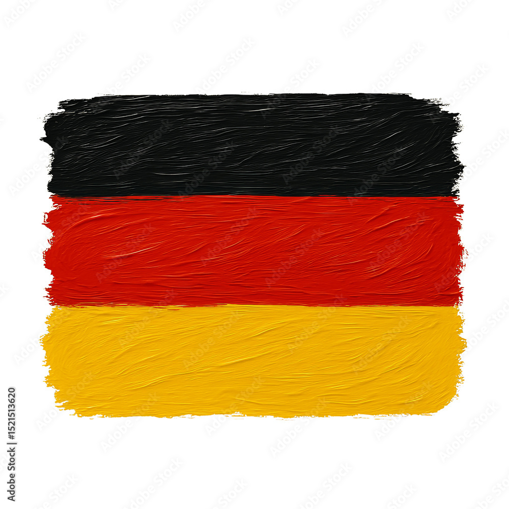 Obraz premium The flag of Germany with brush stroke effect in oil paint style isolated on white background