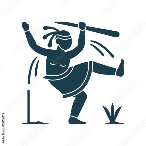 Indlamu Healing Dance Figure with Staff