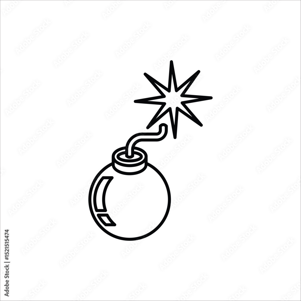 Fototapeta premium Bomb icon. Bomb line and glyph icon for web design. Exploding bomb weapon vector icon design. Isolated on white background. 