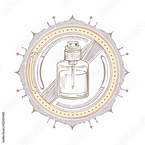 Vector line design element, badge and icon for food and cosmetics packaging in mono linear style - paraben free