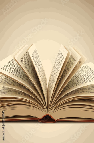 Open Antique Book Displaying Fan-like Pages