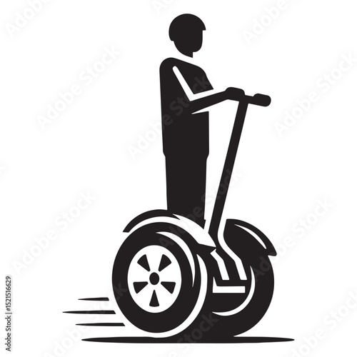 Standing Position Segway silhouette with handlebars – Segway illustration – Minimalist Segway vector – Vehicle silhouette

