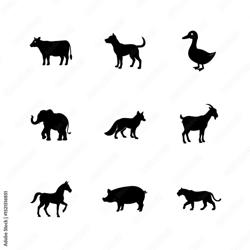 Fototapeta premium set of animals silhouettes