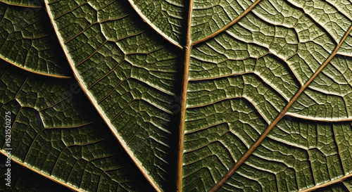 Detailed Green Leaf Texture Displaying Intricate Venation and Cellular Patterns