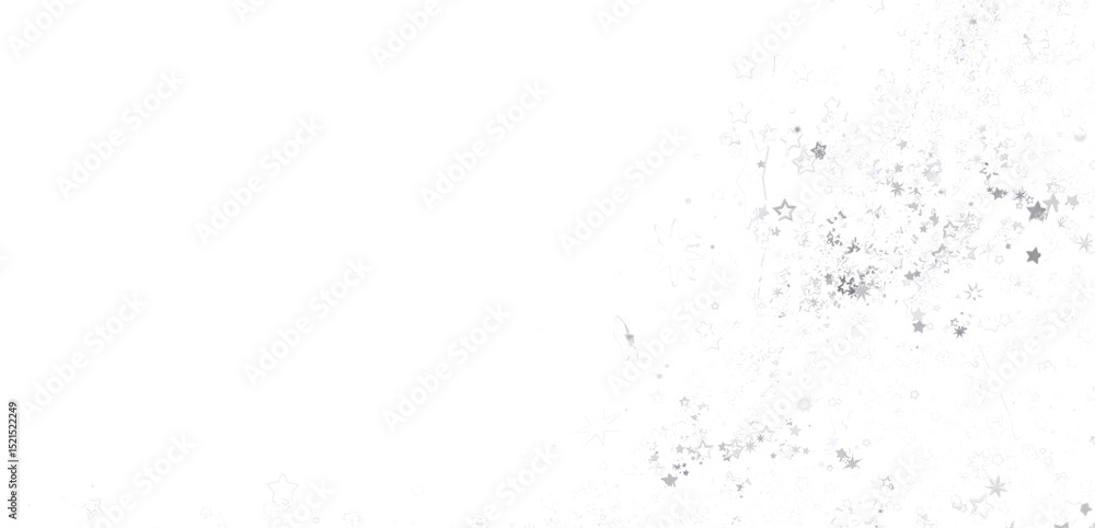 Obraz premium Abstract image featuring a white background adorned with sparsely scattered silver stars. Ideal for backgrounds, textures, and festive designs.