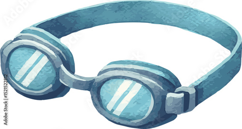 Vector watercolor painted illustration of swimming goggles