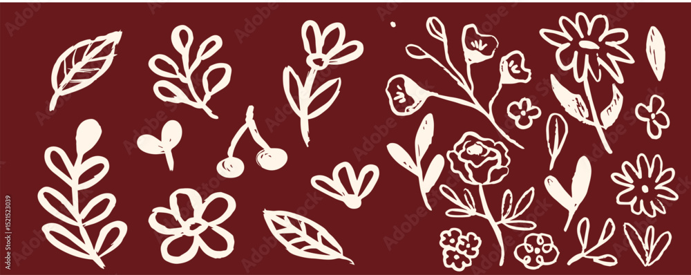 Hand-Drawn Botanical Clipart Collection
Set of hand-drawn botanical elements in a bold, organic ink style. Includes leaves, branches, and floral sketches—ideal for vintage branding, packaging, invit Hand-Drawn Botanical Clipart Collection
Set of hand-drawn botanical elements in a bold, organic ink style. Includes leaves, branches, and floral sketches—ideal for vintage branding, packaging, invit