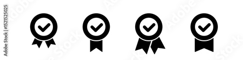 Badge icon. Award sign vector set. Achievement sign set. Checkmark prize reward badge. Winner best reward isolated icon set.