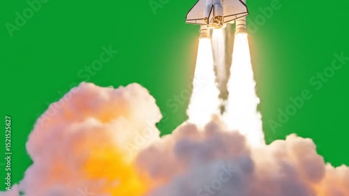 Rocket launch on green screen