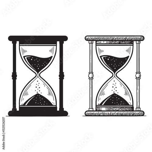 hourglass line art silhouette vector illustration