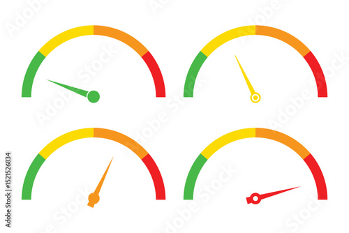 Scale risk meter. indicators speedometer. Satisfaction sign. Speedometer icon set. Set of tachometer icons. Set of Speedometer Icons, Tachometer Sign Gauge Symbol. dashboard icon set. Speed indicator.