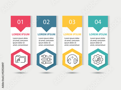 Infographics design template, business concept with 4 steps or options, can be used for workflow layout, diagram, annual report, web design.Creative banner, label vector.