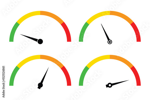 Vector single gauge icon: speedometer, tachometer, pressure, fuel and temperature meters for dashboards. Car speedometer icon outline collection. speedometer icon. gauge icon set. EPS 10. 