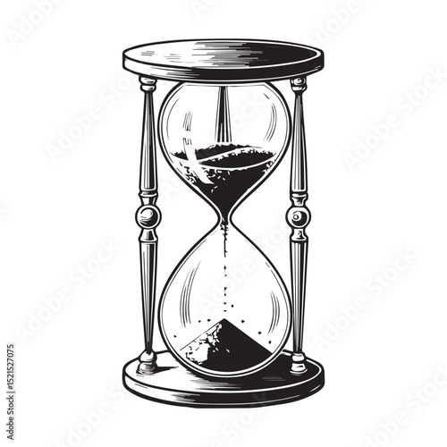 hourglass line art silhouette vector illustration
