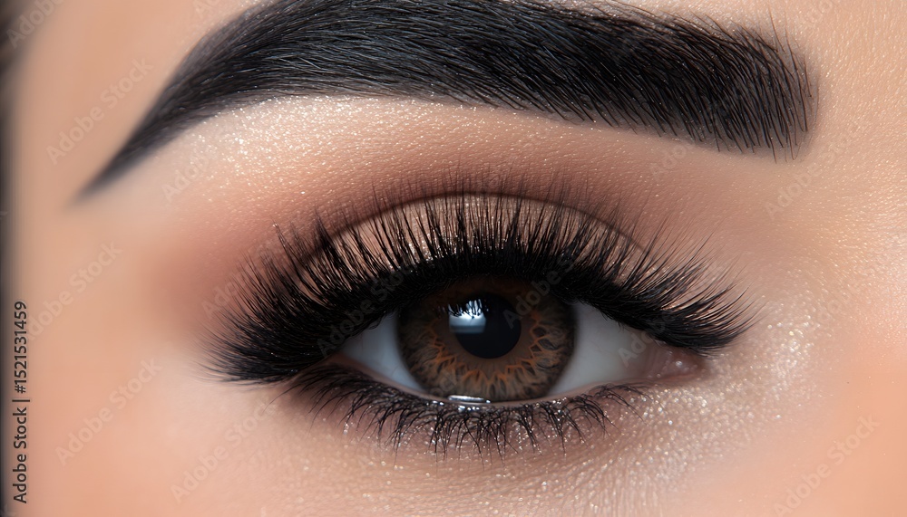 Obraz premium Close-up view of a woman's eye with elaborate makeup.