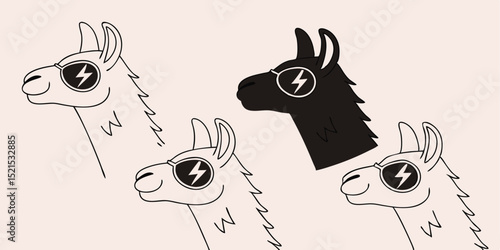 Cool Llamas Wearing Sunglasses with Lightning Bolt Design