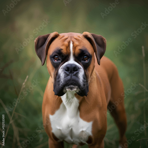 Portrait of a Majestic Boxer Dog in a Natural Setting