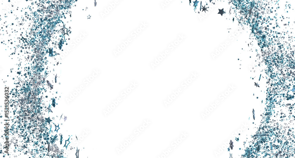 Obraz premium Sparkling blue and silver glitter stars create a beautiful border. Perfect for festive designs.