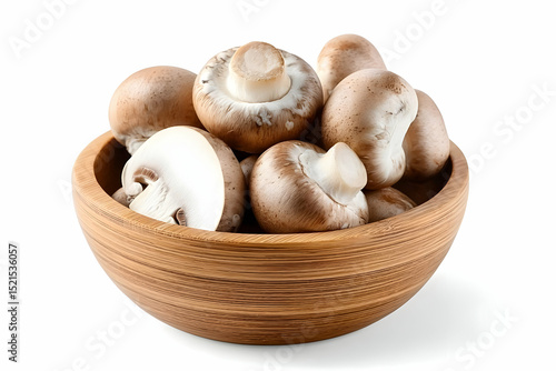 A fresh assortment of mushrooms in a wooden bowl, perfect for culinary delights and healthy dishes.