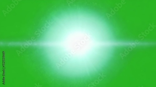 lens flare burst isolated on green chroma key background bright light flash glow sun effect radial beam animation loop