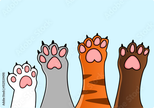 illustration of four paws waving