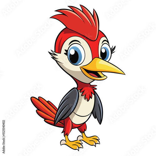 Cute Woodpecker cartoon isolated on white background