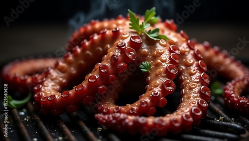 grilled octopus, red octopus tentacles, charred octopus, seared octopus, fresh octopus