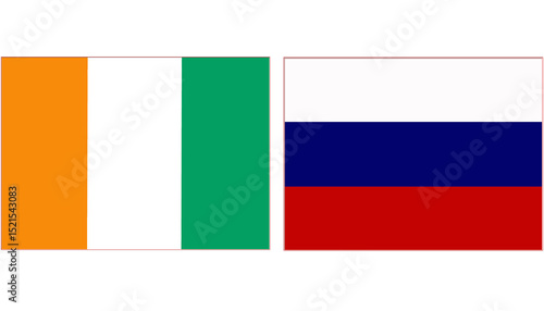 Free Download ivory coast Official flag with Russia national flag, both countries flags in Horizontal shape and isolated on white background
Rectangular colorful design Flag with together. - GFXLoad