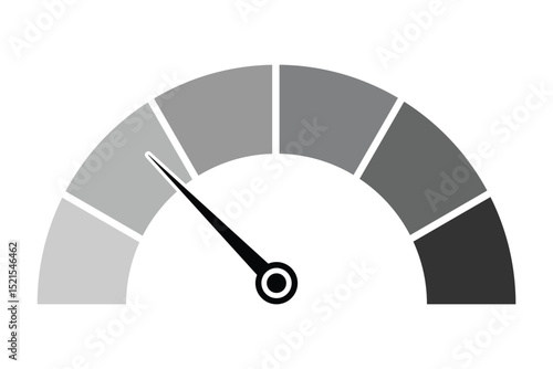 gauge icon, speedometer, tachometer, pressure, fuel and temperature meters for dashboards. Speedometer gauge meter icons. Vector scale, level of performance. Speed indicator. Infographic of risk. 