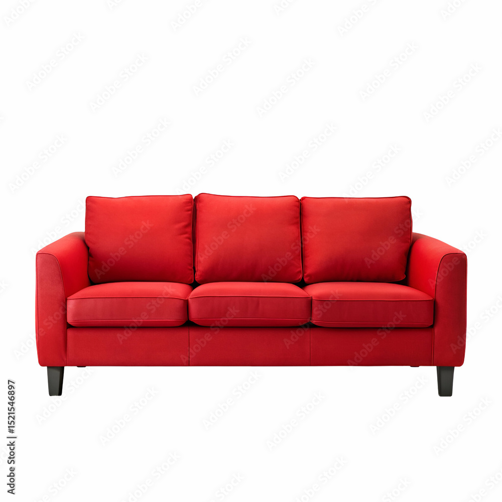 Modern red sofa isolated on white background offering comfortable seating for any interior design Modern red sofa isolated on white background offering comfortable seating for any interior design