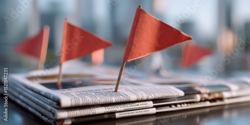 Red Flags on Newspapers Highlighting Financial Fraud and Security Risks