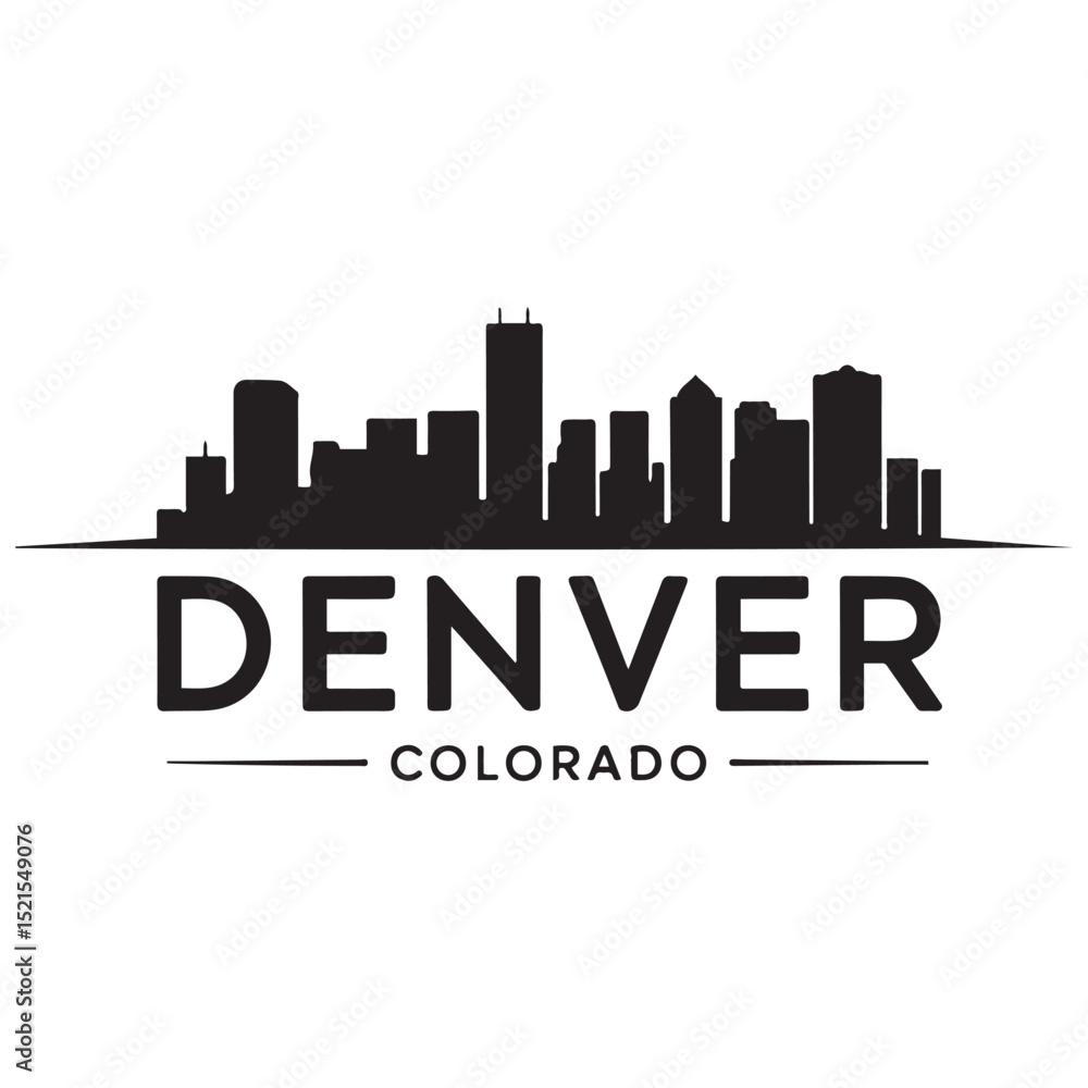 Obraz premium Denver skyline horizontal banner. Denver, Colorado. Vector template for your design. Vector black silhouette. with white background