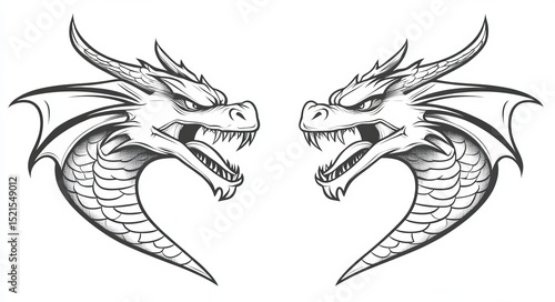 A tribal dragon is depicted in various styles including tattoo, mascot logo, icon, and modern illustration, all created with Generative Ai