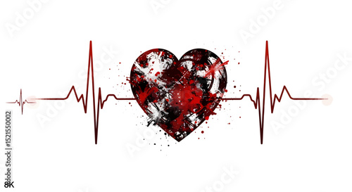 Artistic Heartbeat Depicting Life, Love, and Emotional Intensity.