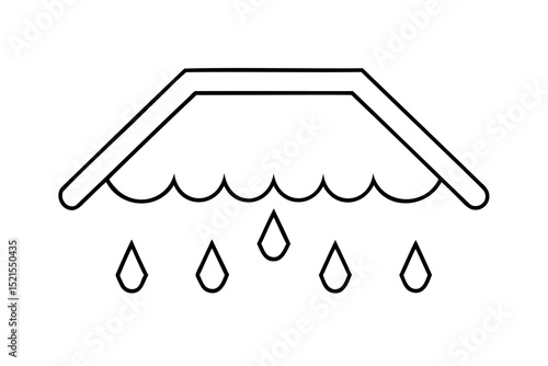 Simple line drawing water flowing over dam