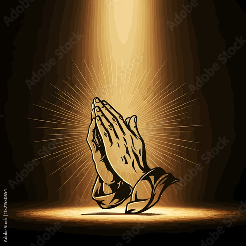 Hands in Prayer Illuminated by Divine Light