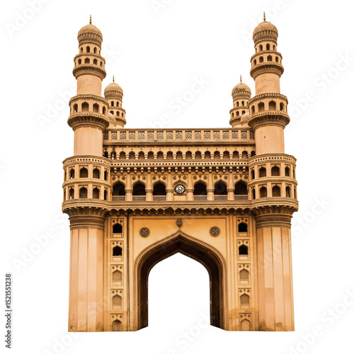 3D Charminar Monument in Hyderabad, Telangana, India PNG file on transparent background 