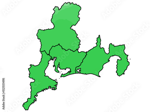 少しゆるい東海地図 県境入り 東日本