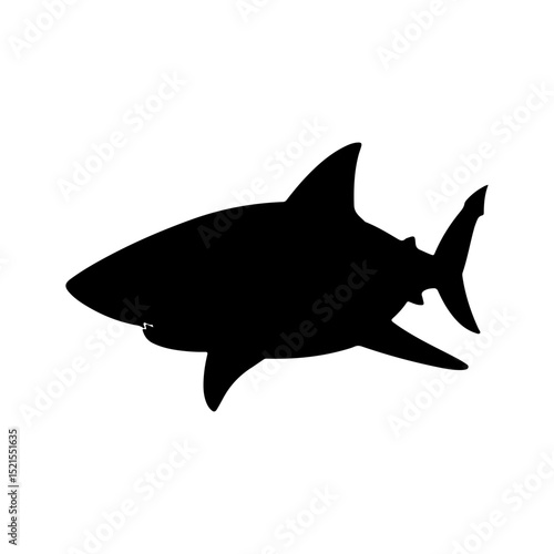 Shark silhouette icon vector flat design on white background