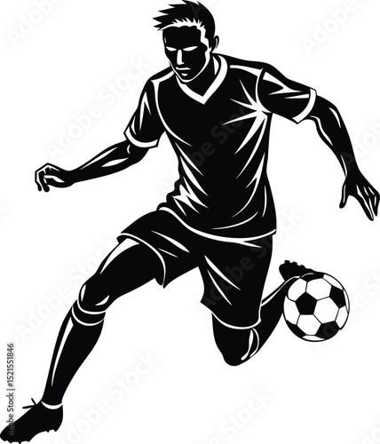 Silhouette of Soccer Player Kicking Ball – Vector Sports Illustration for Athletic Design