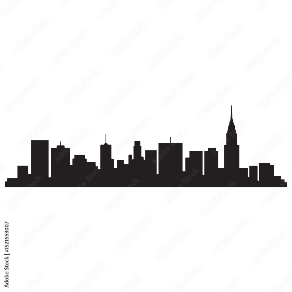 Fototapeta premium Panoramic View of Downtown Norfolk Skyline. Norfolk city black silhouette skyscrapers and buildings. Long cityscape. Vector black silhouette. with white background