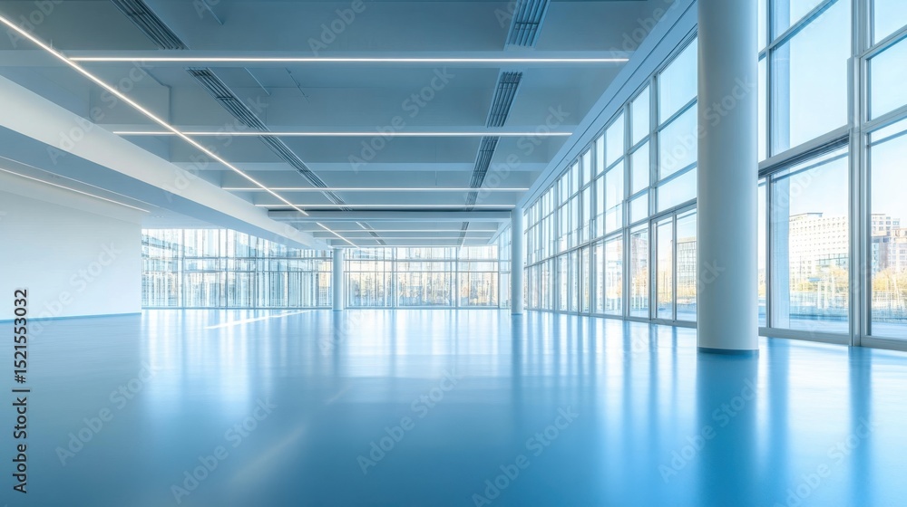 3D rendering of white gallery wall in bright modern room 3D rendering of white gallery wall in bright modern room