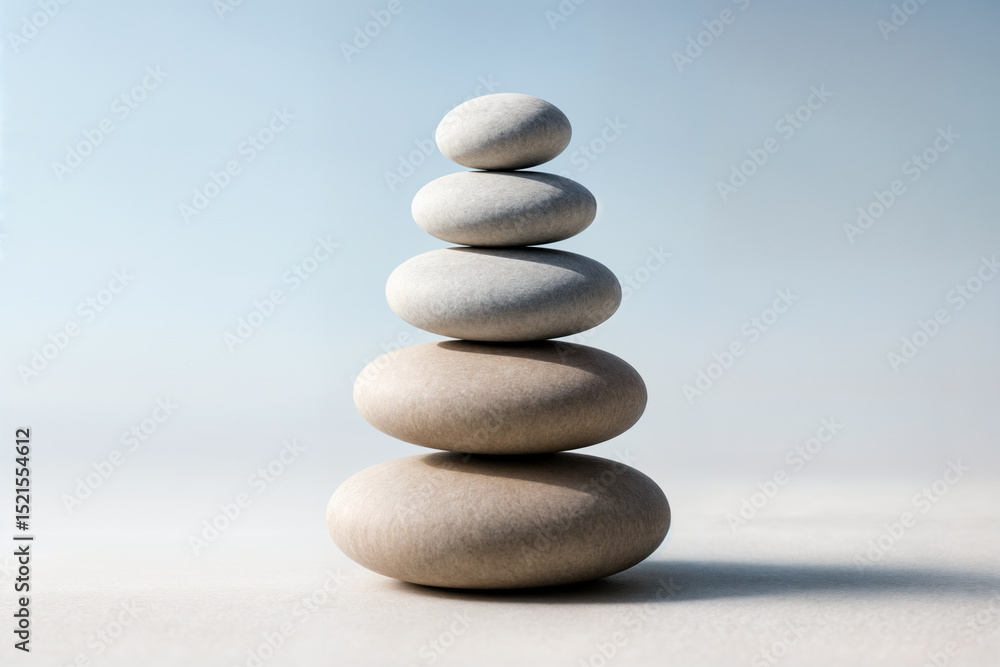 A balanced stack of smooth, rounded stones of varying sizes against a serene, blurred sky background, symbolizing harmony and tranquility. A balanced stack of smooth, rounded stones of varying sizes against a serene, blurred sky background, symbolizing harmony and tranquility.