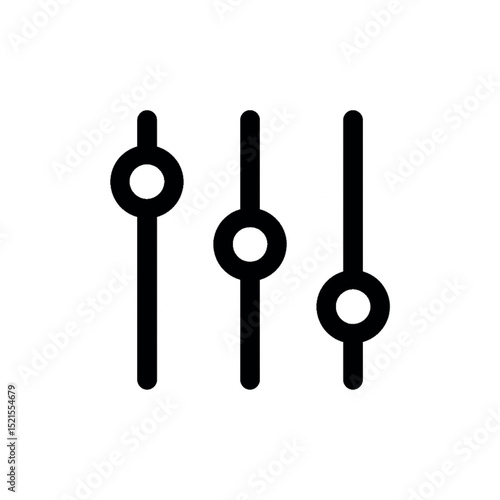 Equalizer Sliders Outline Icon isolated on white background