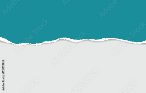 Realistic paper tear design featuring teal and light gray layers with irregular torn edges, minimal style and depth for banners, headers, or creative templates.