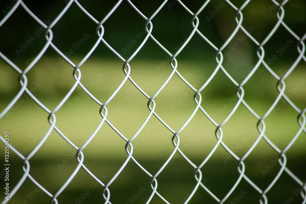 Fototapeta premium Chain Link Fence Texture with Blurred Nature Background.