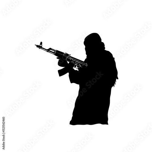 Minimalist Taliban Sketch - Weapon Silhouettes 