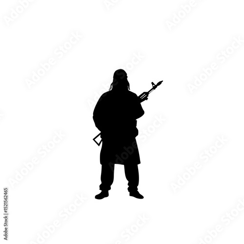 Minimalist Taliban Sketch - Weapon Silhouettes 