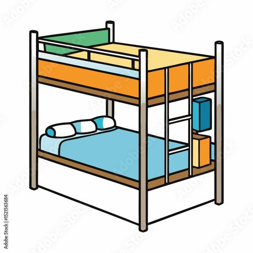 Loft Bed minimalist design with a white background