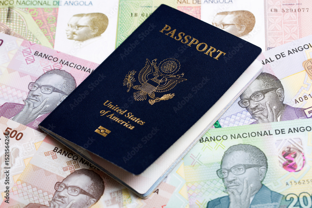 American passport on Angolan money American passport on Angolan money